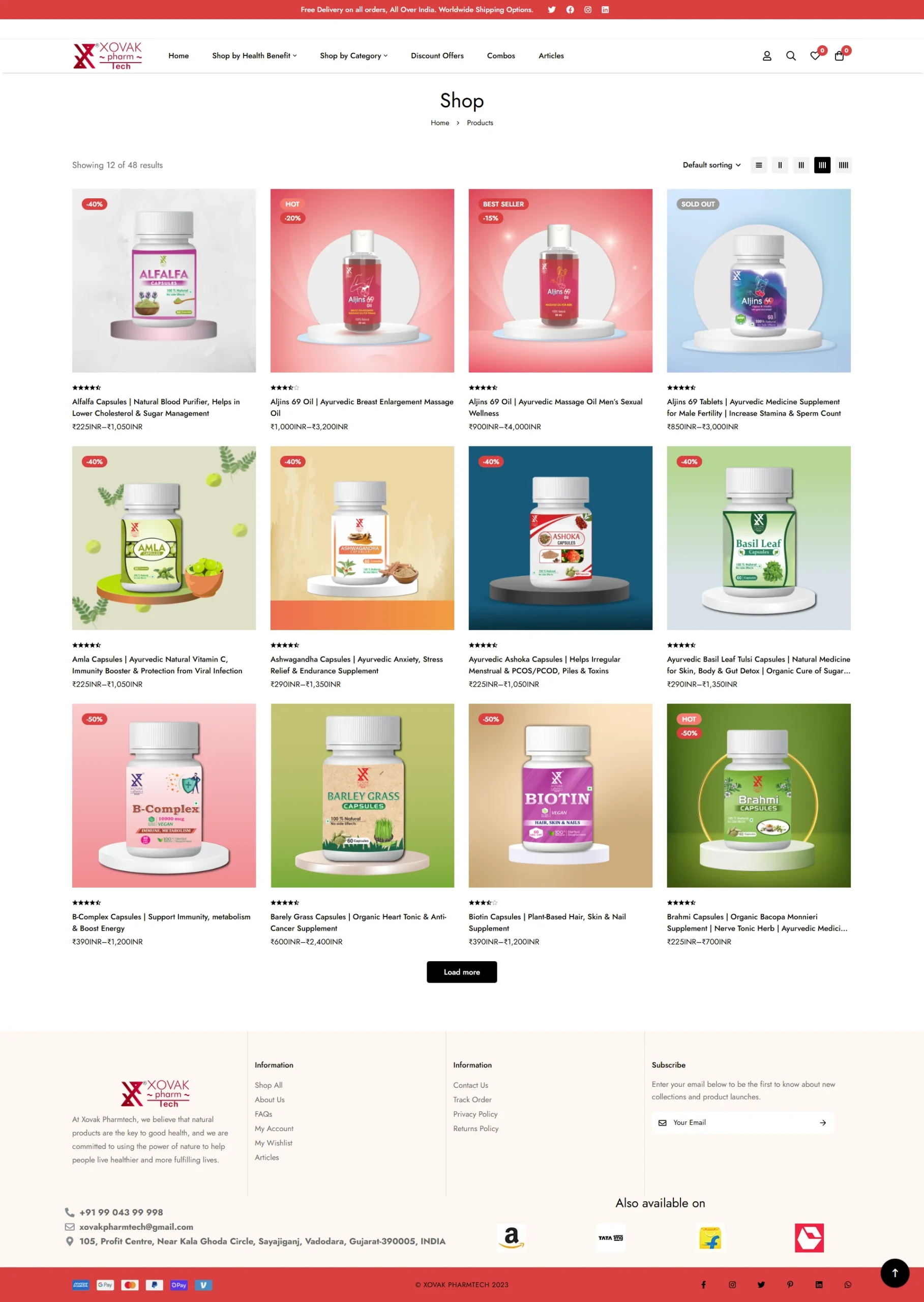 Category Display pharma company website design