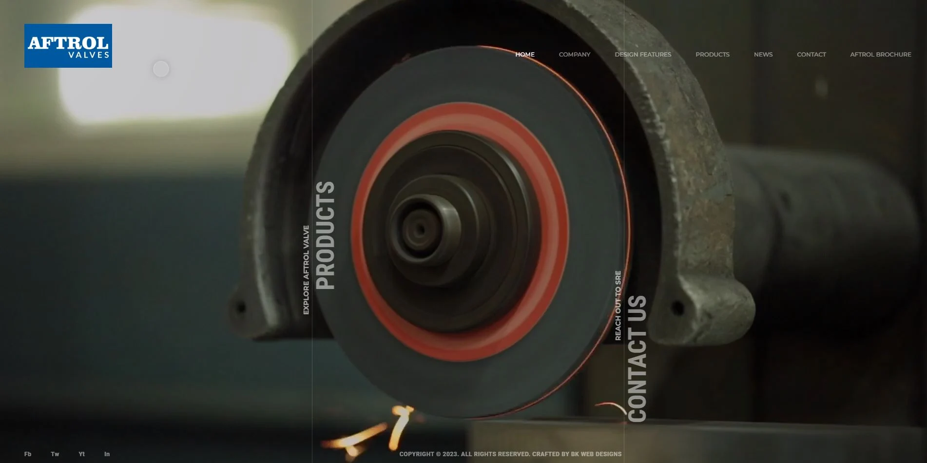 Aftrol Valves industrial website homepage UI design