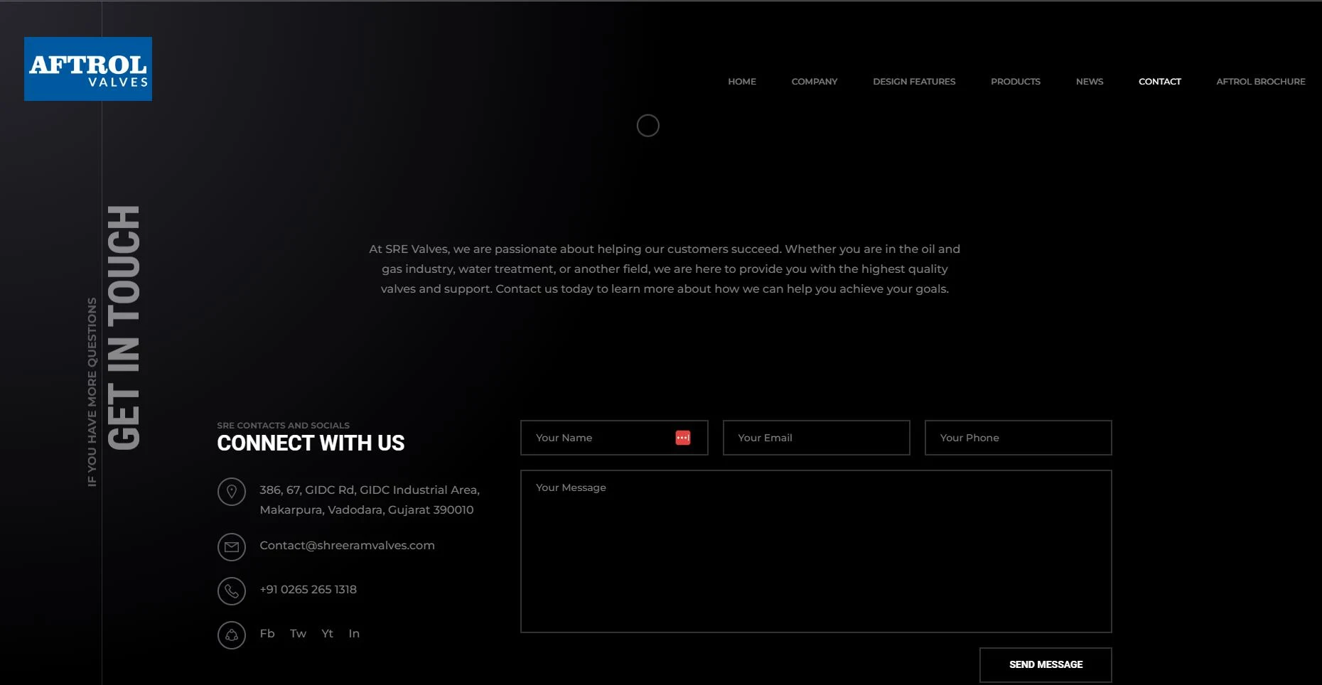Mobile-first industrial website UI UX design for valves brand