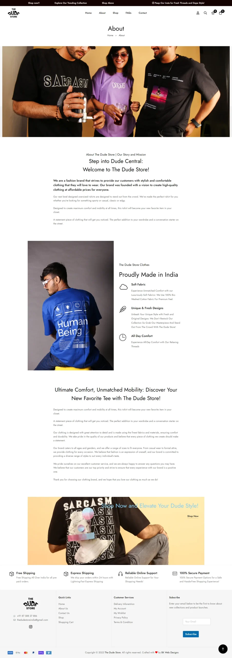 about shop page - clothing ecommerce website design