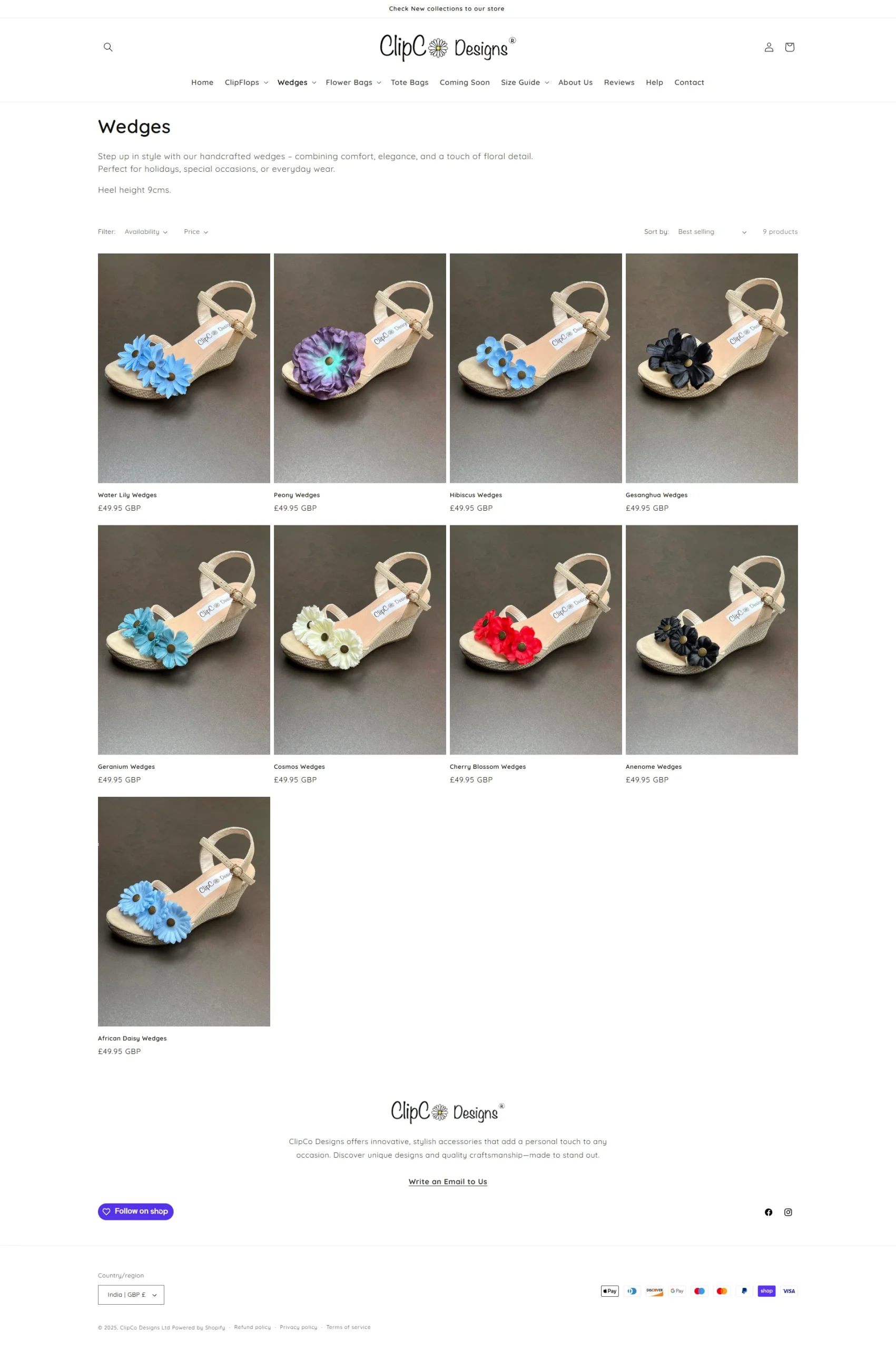 Shopify website design collection listing page full