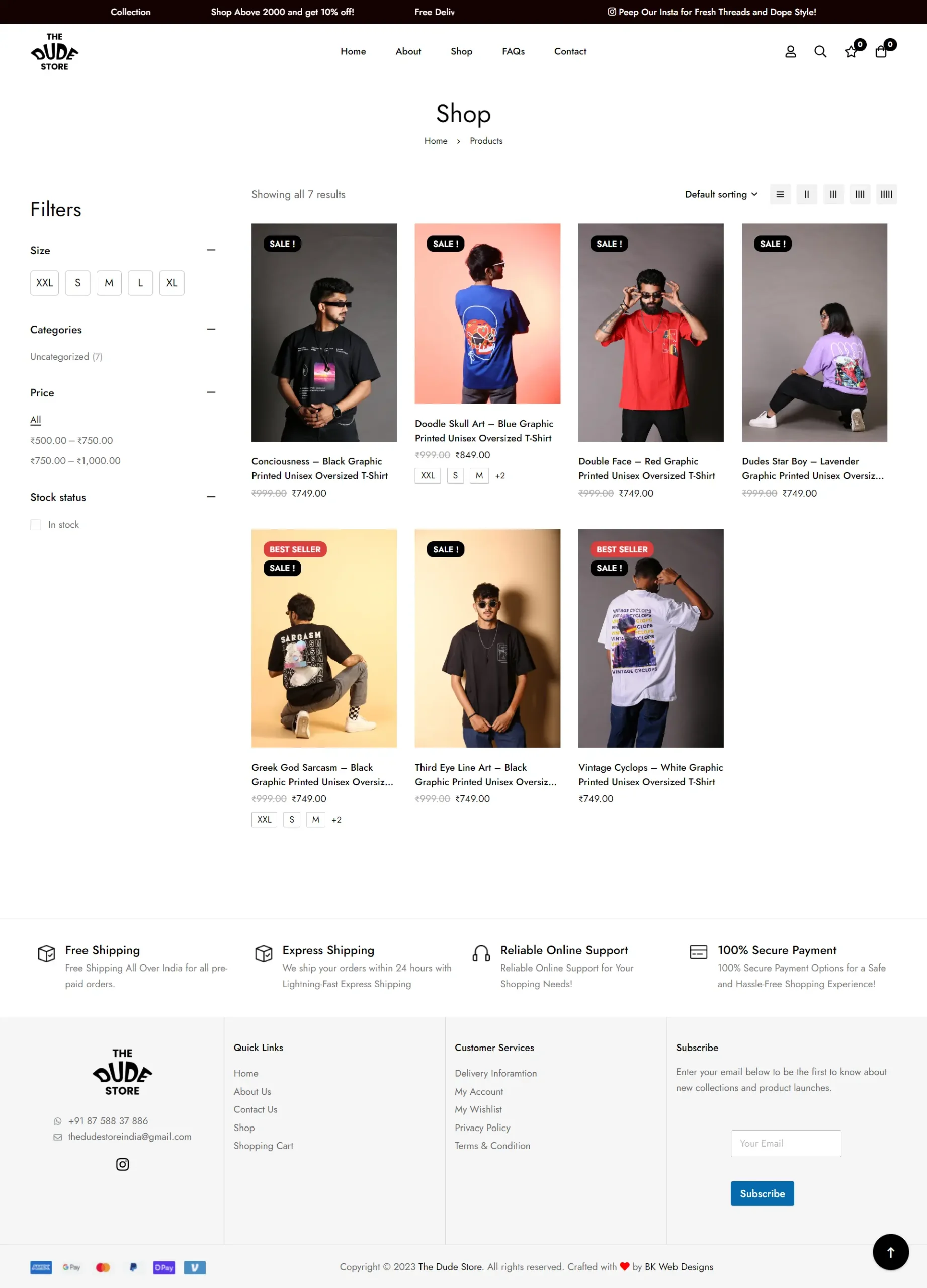 shop page - clothing ecommerce website design