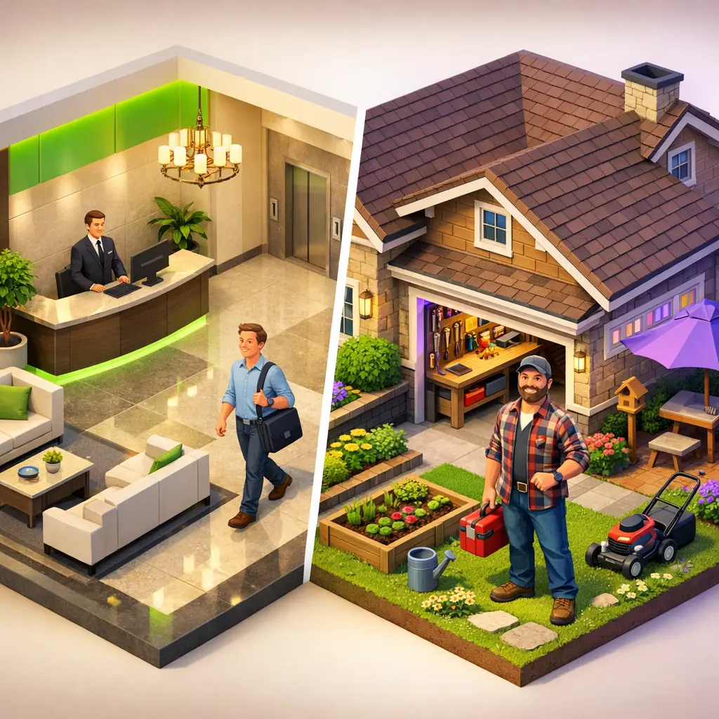 Shopify as managed apartment vs WooCommerce as owned house visual metaphor for ecommerce platforms 